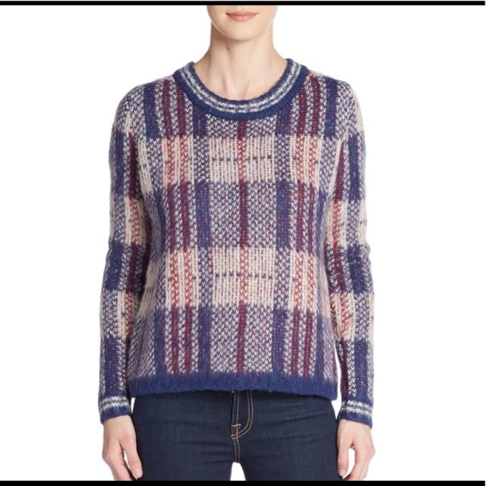 SAM EDELMAN PLAID SWEATER ALPACA BLEND